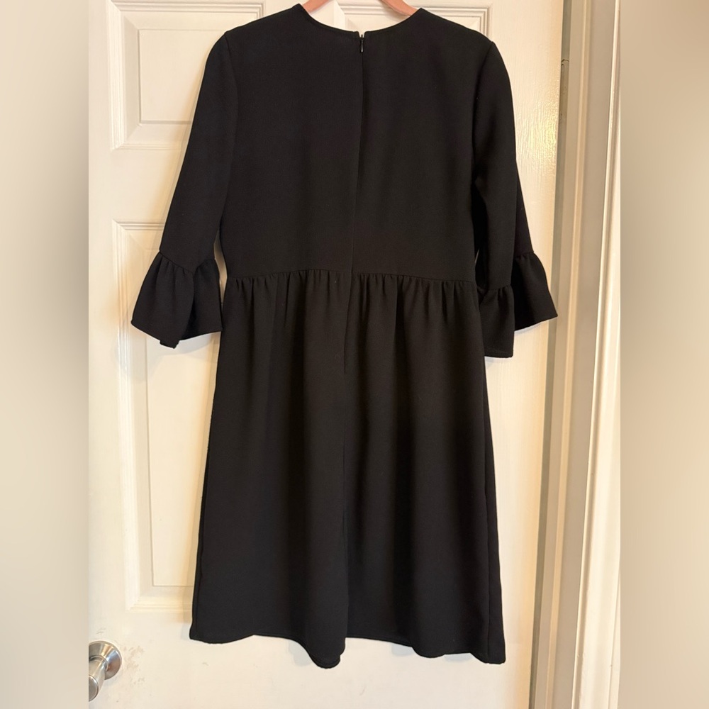 Ces Femme Black Ruffle Sleeve Babydoll Dress — Size Small